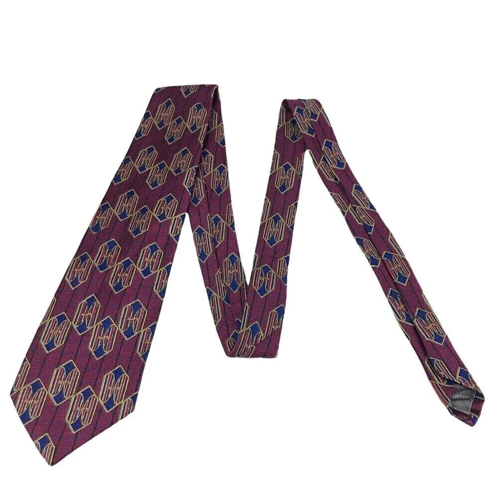 Robert Talbott Best of Class Silk Tie Mens Geometric Crimson Blue Woven Necktie